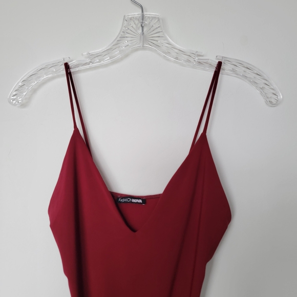 Fashion Nova Burgundy Holiday Party Bodysuit - Picture 2 of 5